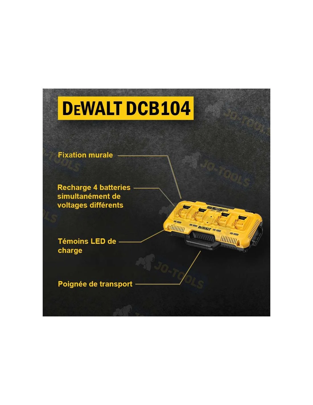 Chargeur Rapide DeWALT 4 Ports Universels XR Li-Ion ToughSystem DCB104 – Image 17