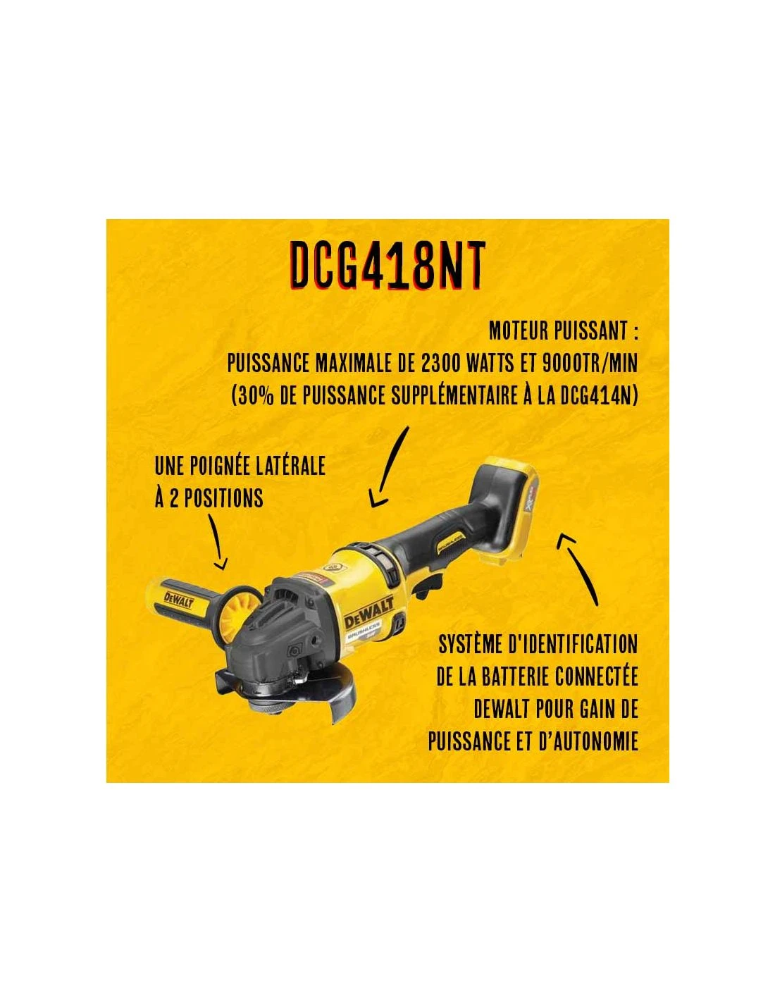 Meuleuse 2.0 DeWALT XR FLEXVOLT 54V Brushless Ø125 Mm DCG418NT – Image 19