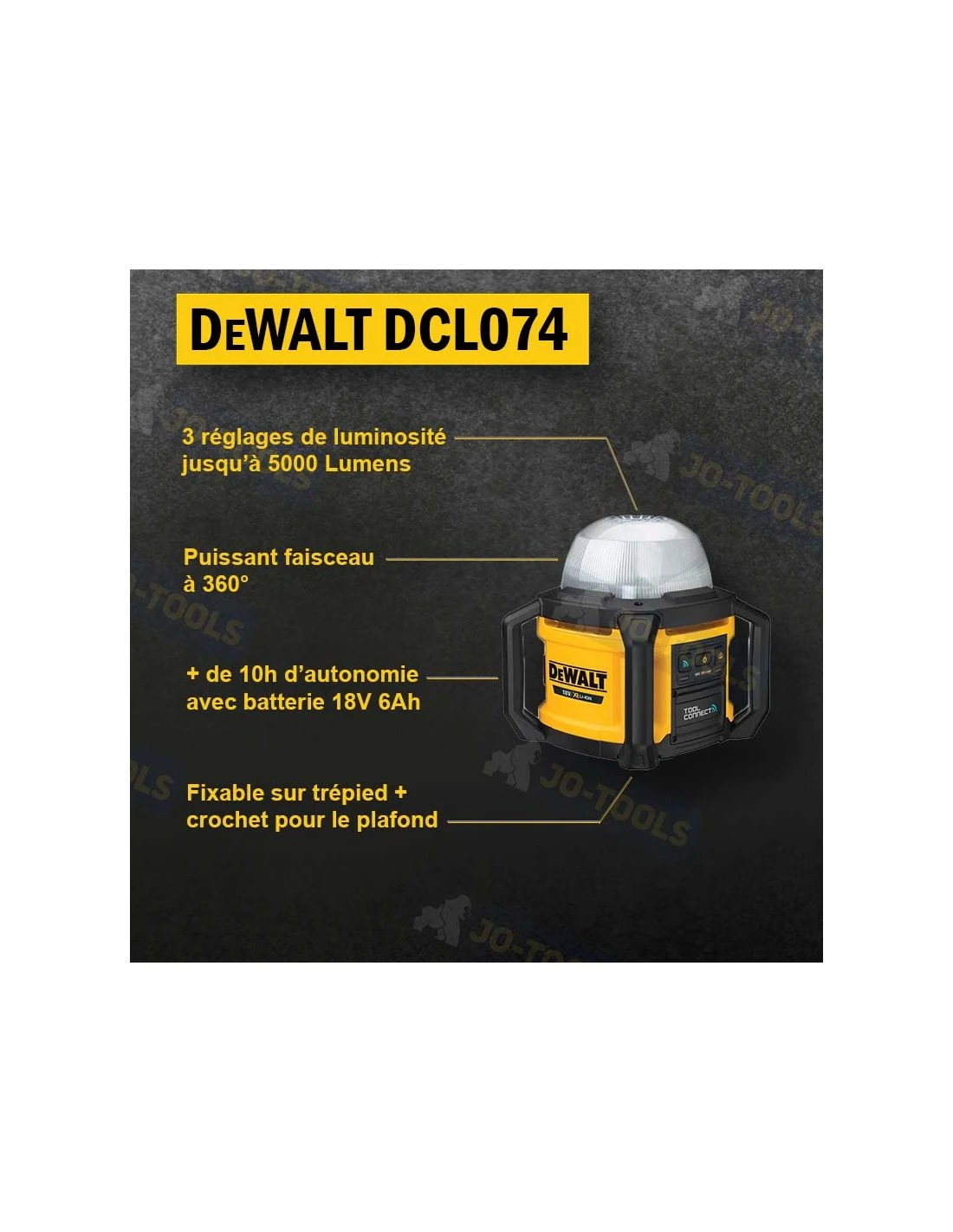Projecteur De Chantier LED DEWALT Connecté 18V XR Li-Ion DCL074 – Image 20